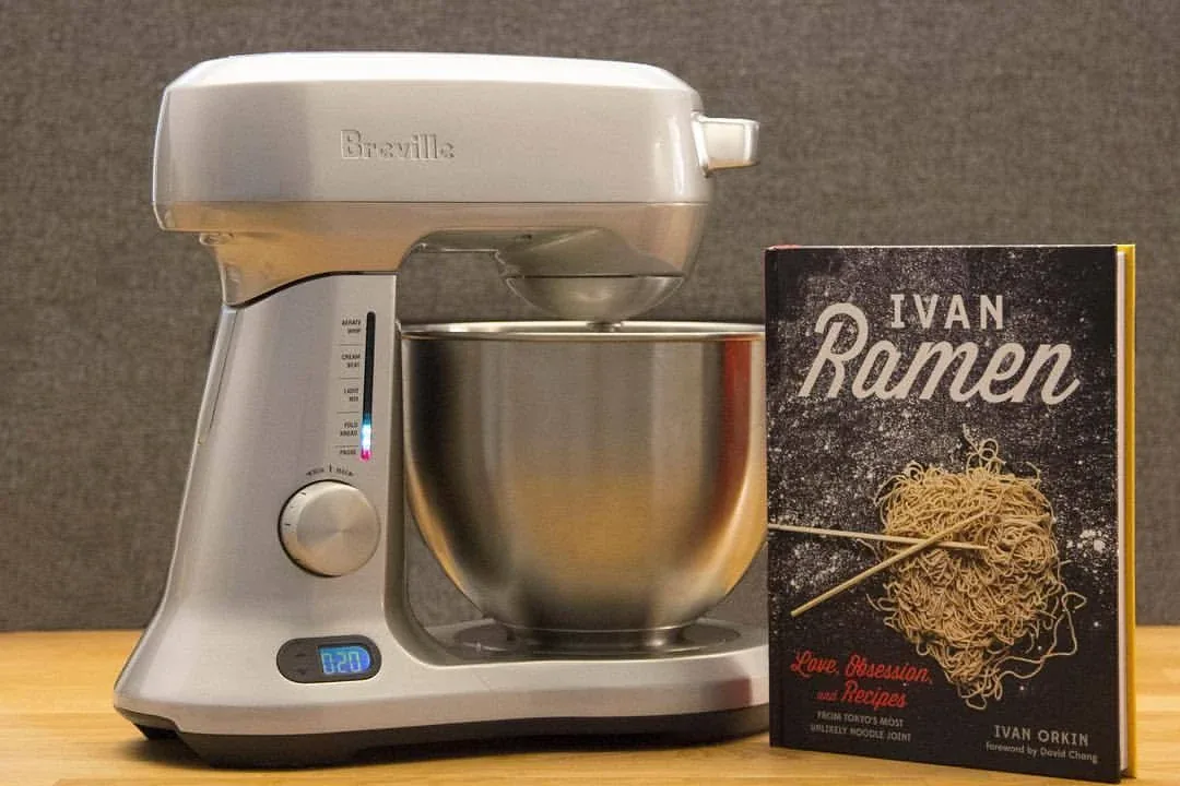 Breville mixer beside Ivan Ramen cookbook
